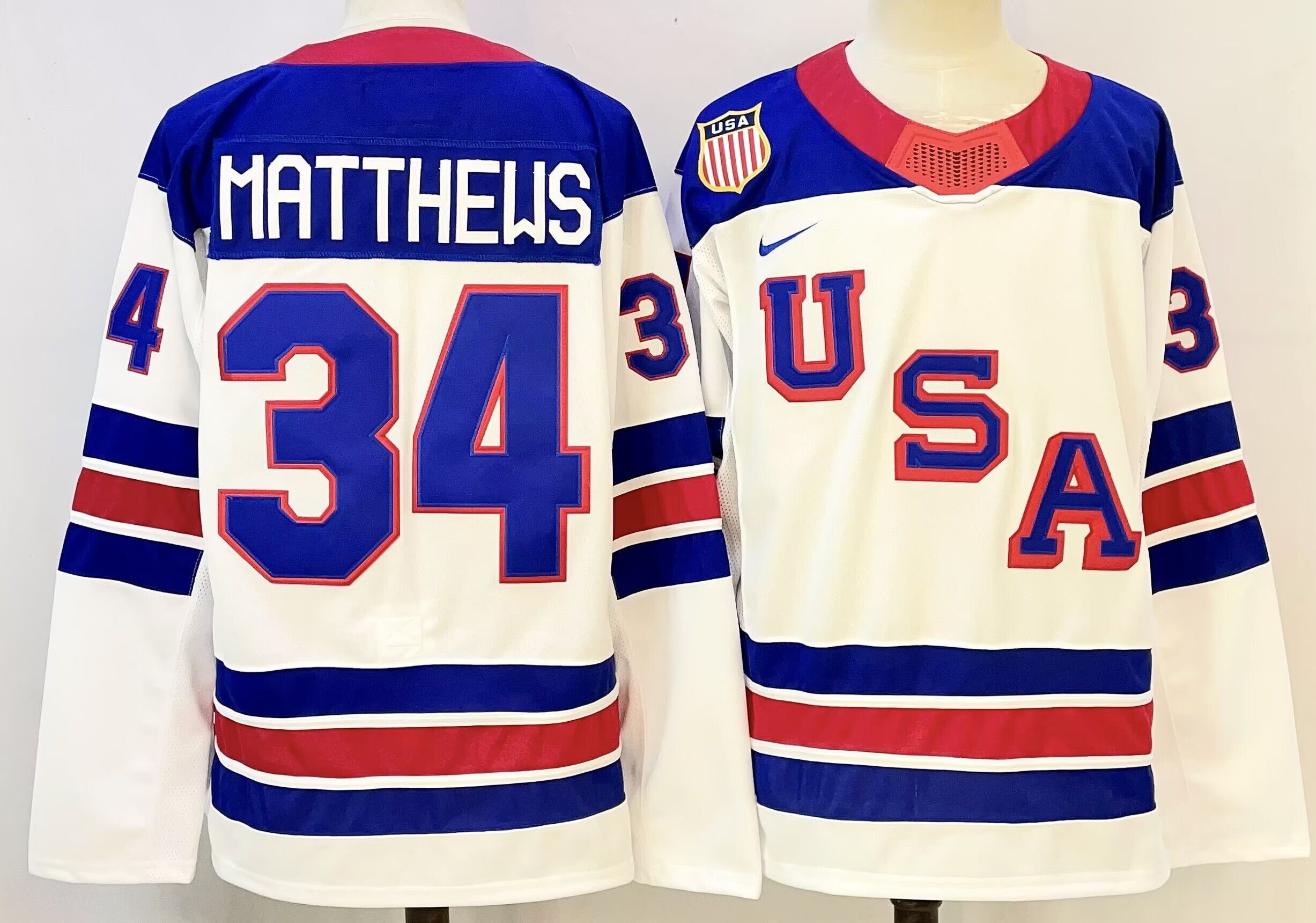 Men USA #34 Matthews White adidas 2026 NHL jersey 01